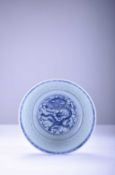 A Chinese blue and white 'grains of rice' porcelain bowl, Qing Dynasty