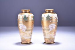 A pair of Satsuma vases by Meizan, Meiji era
