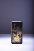 A Japanese shakudo inlaid metal cigarette case, Taisho era or later