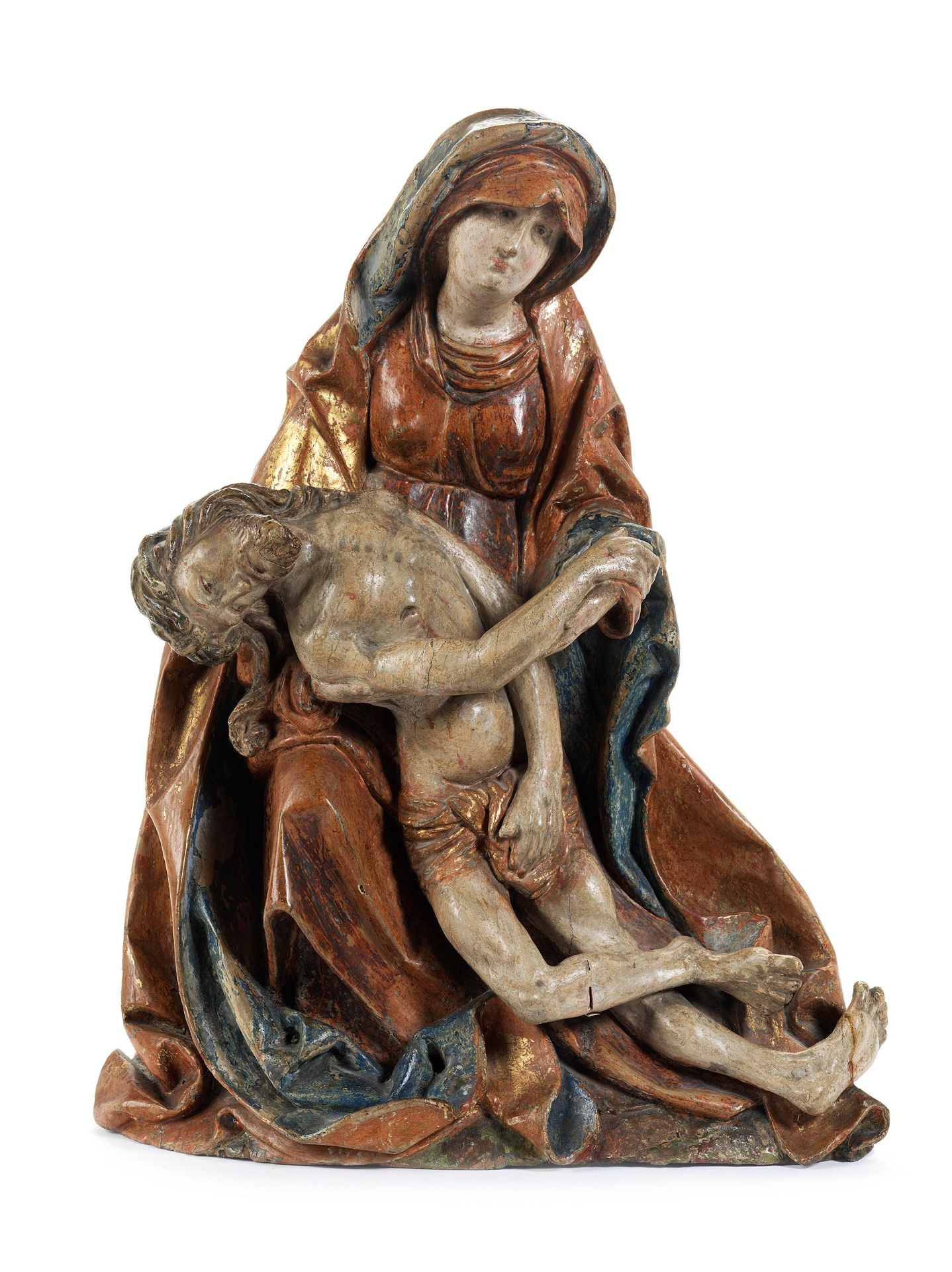 Spätgotische Schnitzfigur einer Pietà