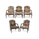 Fünf Louis XV-Fauteuils