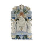 Hausaltar mit Madonna mit Kind und zwei Heiligen