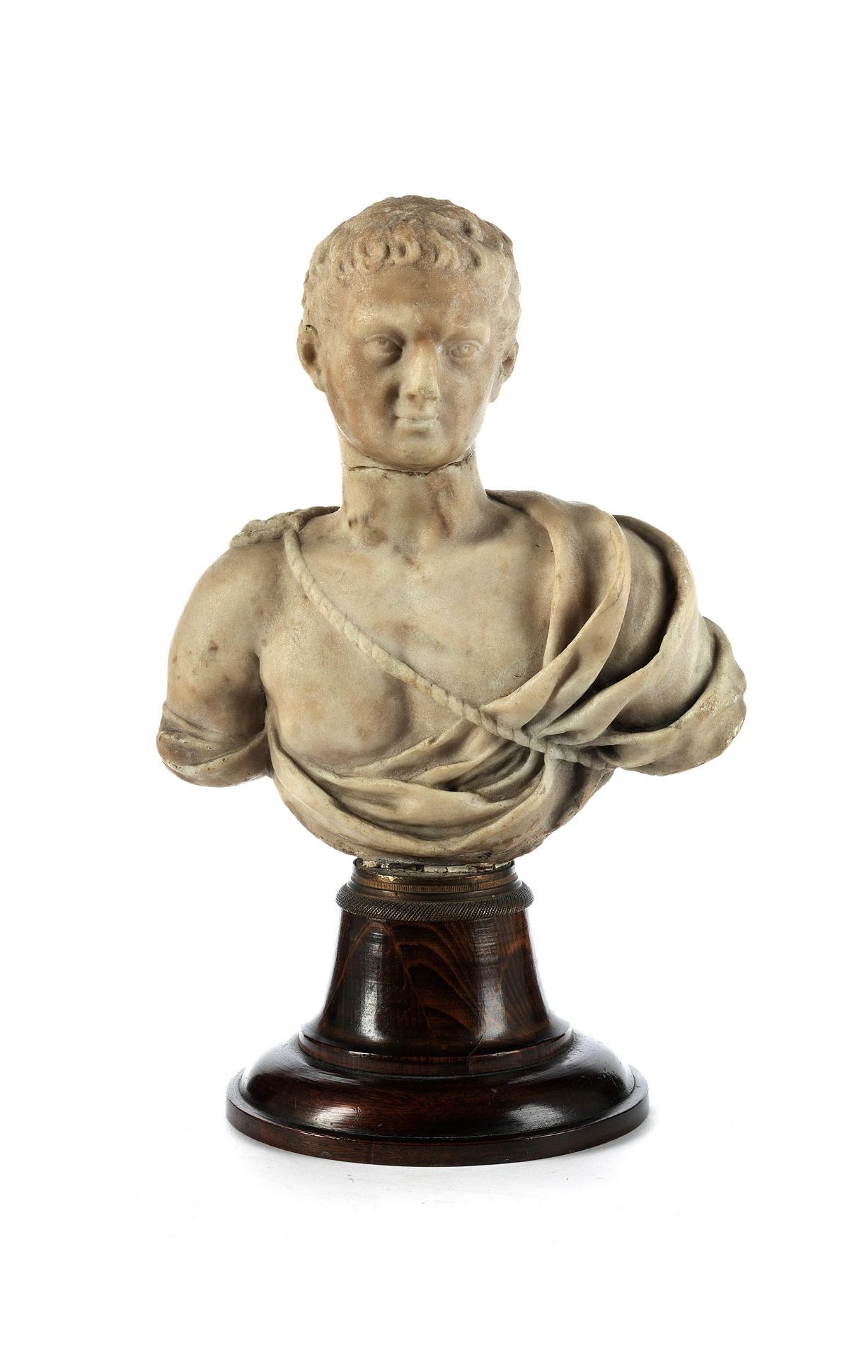 Marmorbüste eines Römers mit Schulterumhang