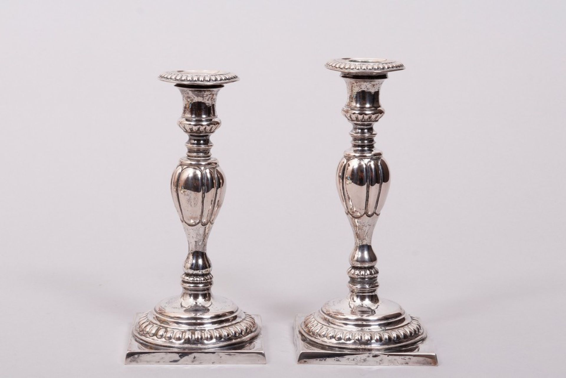 Pair of table candlesticks, silver, Berlin, 1st half 19th C.