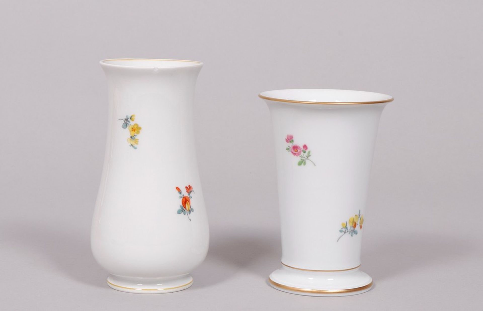 Two vases, Meissen, "German flower" decor, 20th C. - Image 2 of 4