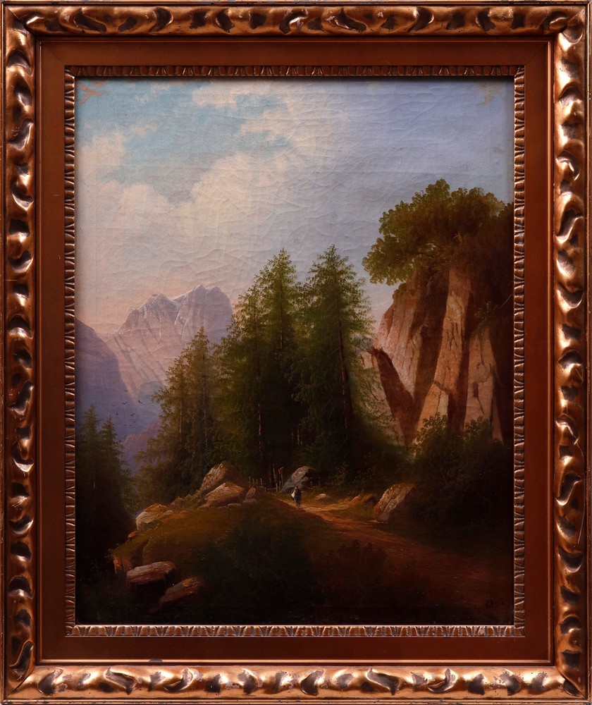 Mountain landscape with figures, 1st half 19th C.