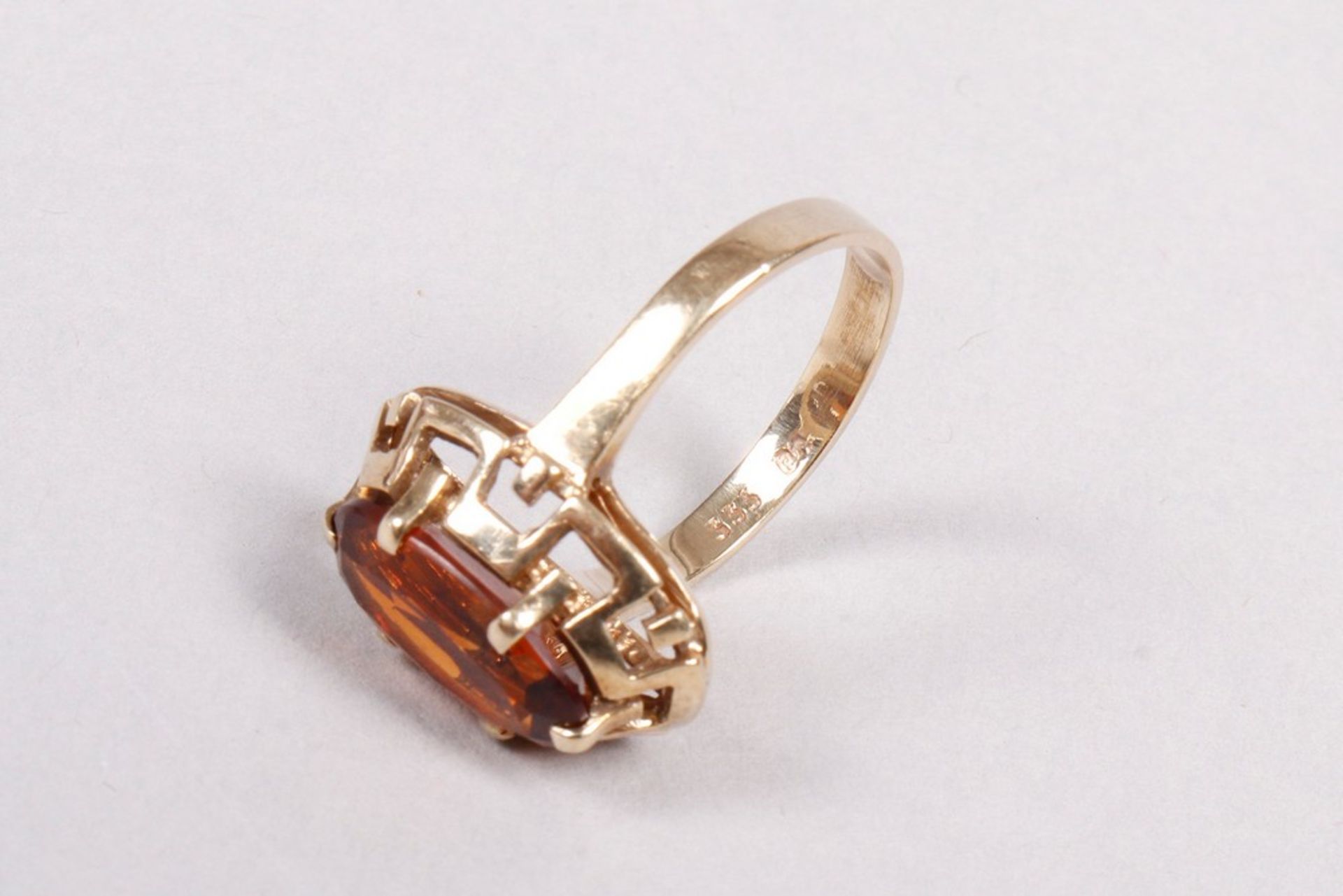 Ring mit honiggelbem Citrin, 333 Gelbgold  - Bild 5 aus 5