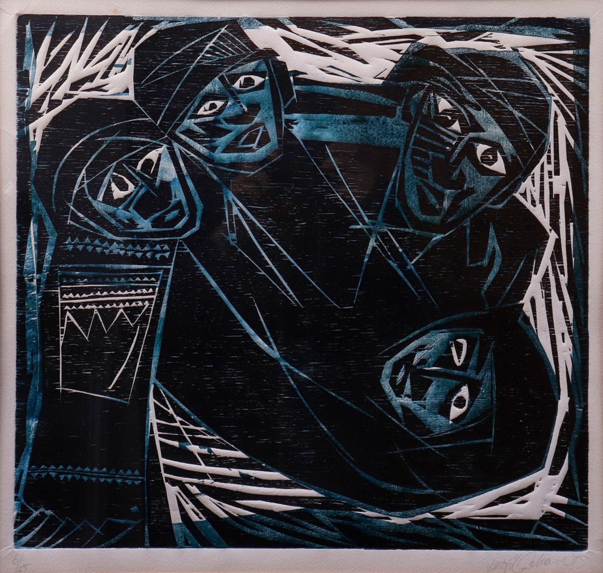 Vier sich anblickende Figuren in expressionistischer Manier, 1975 - Bild 2 aus 3