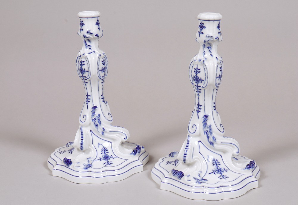 Pair of large table candlesticks, Meissen, mid 20th C. - Image 2 of 5