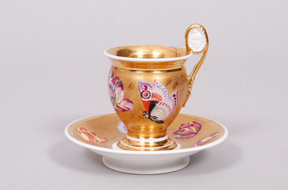 Biedermeier cup and saucer, probably Gotha, Thuringia, ca. 1830 - Image 2 of 6