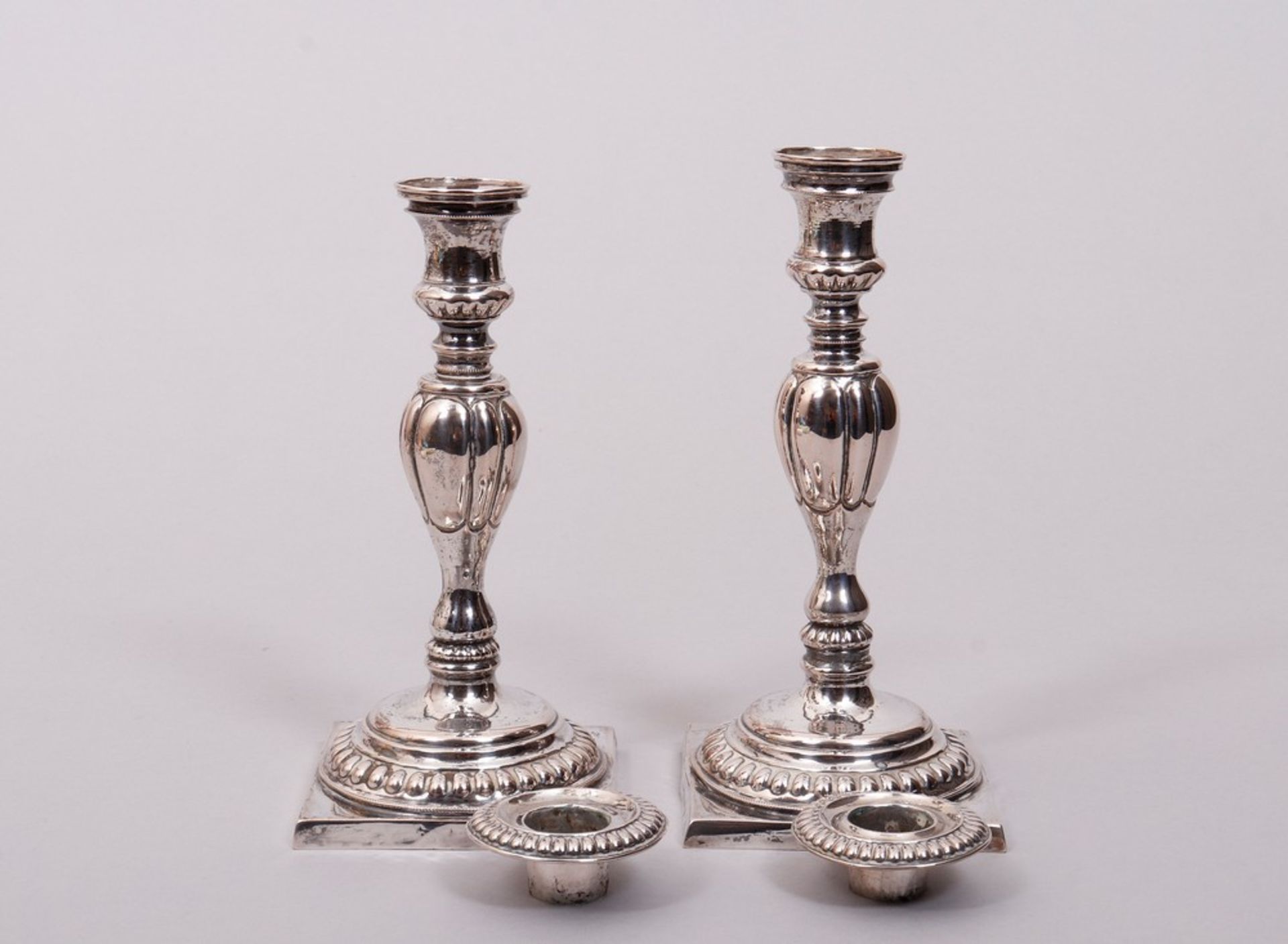 Pair of table candlesticks, silver, Berlin, 1st half 19th C. - Image 3 of 4