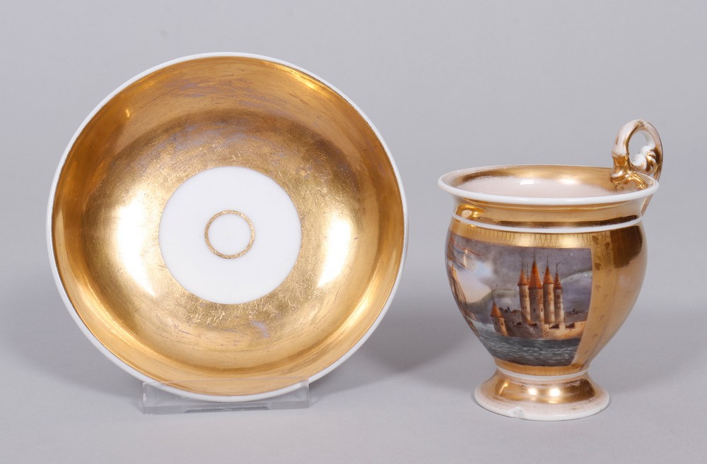 Biedermeier cup and saucer, probably Thuringia, ca. 1840