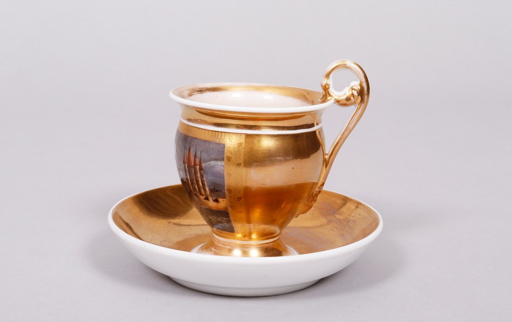 Biedermeier cup and saucer, probably Thuringia, ca. 1840 - Image 2 of 6