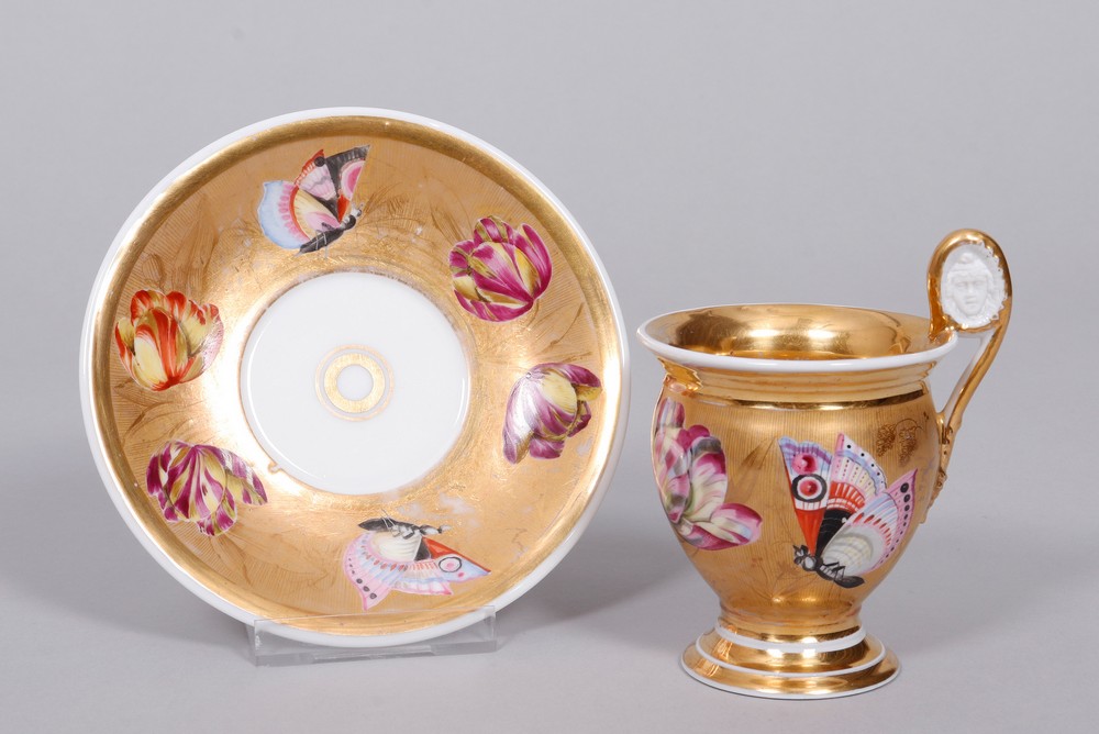 Biedermeier cup and saucer, probably Gotha, Thuringia, ca. 1830