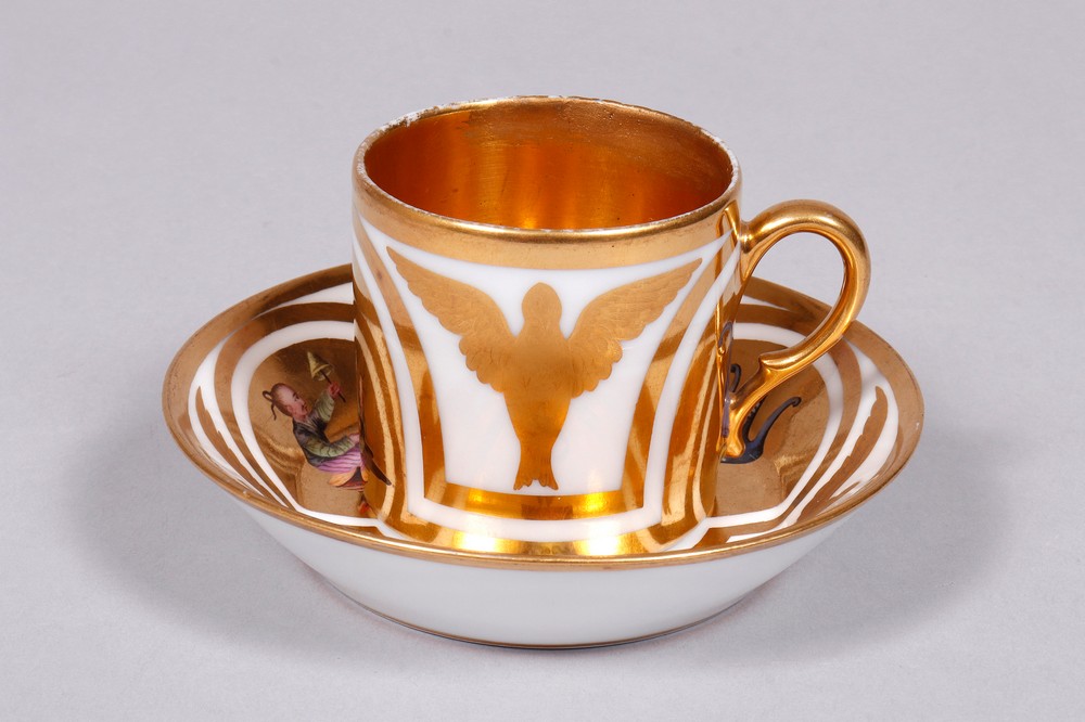 Empire wedding cup with saucer, probably Gotha, early 19th C. - Image 2 of 5