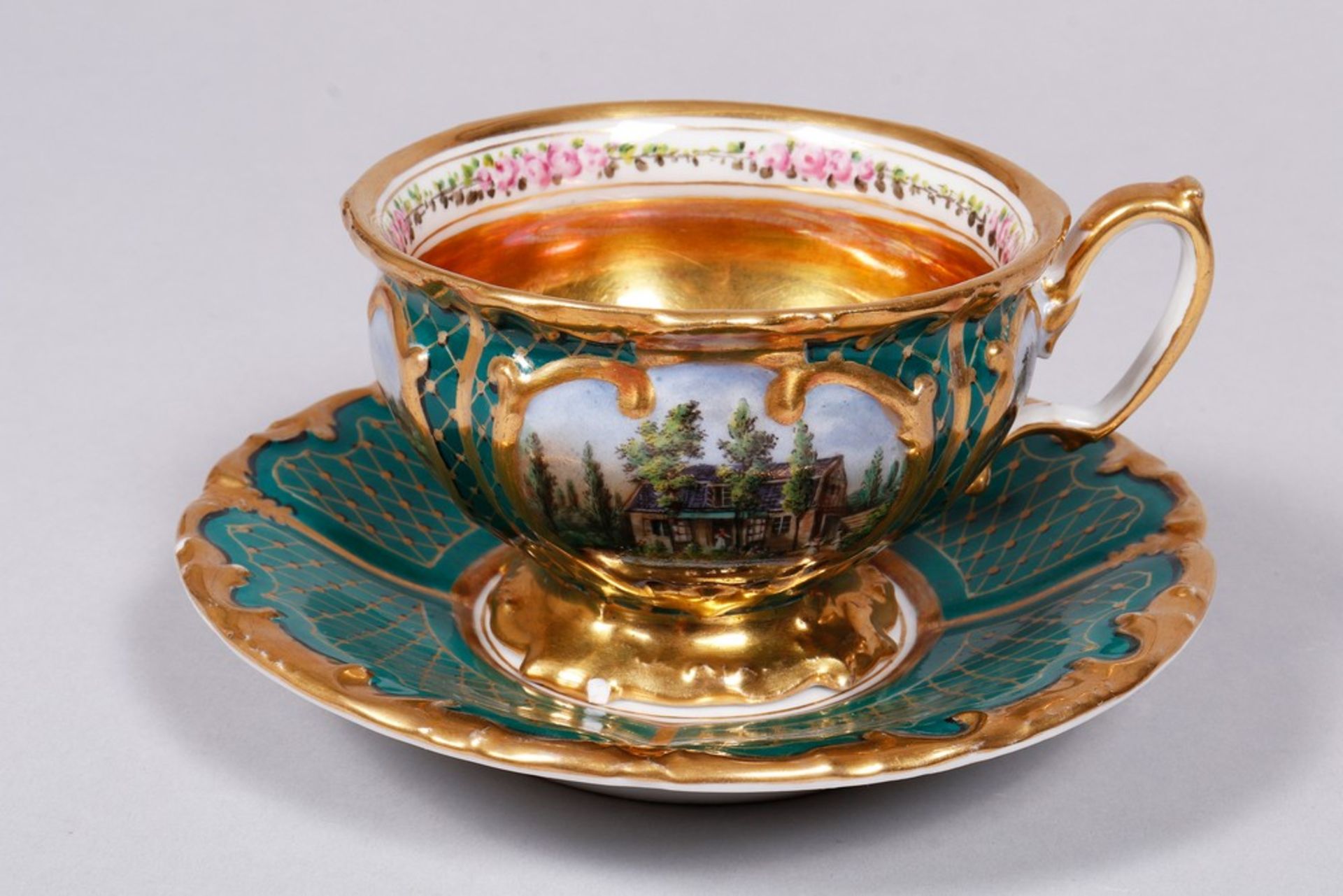 Biedermeier cup and saucer, probably Thuringia, ca. 1841 - Image 2 of 8