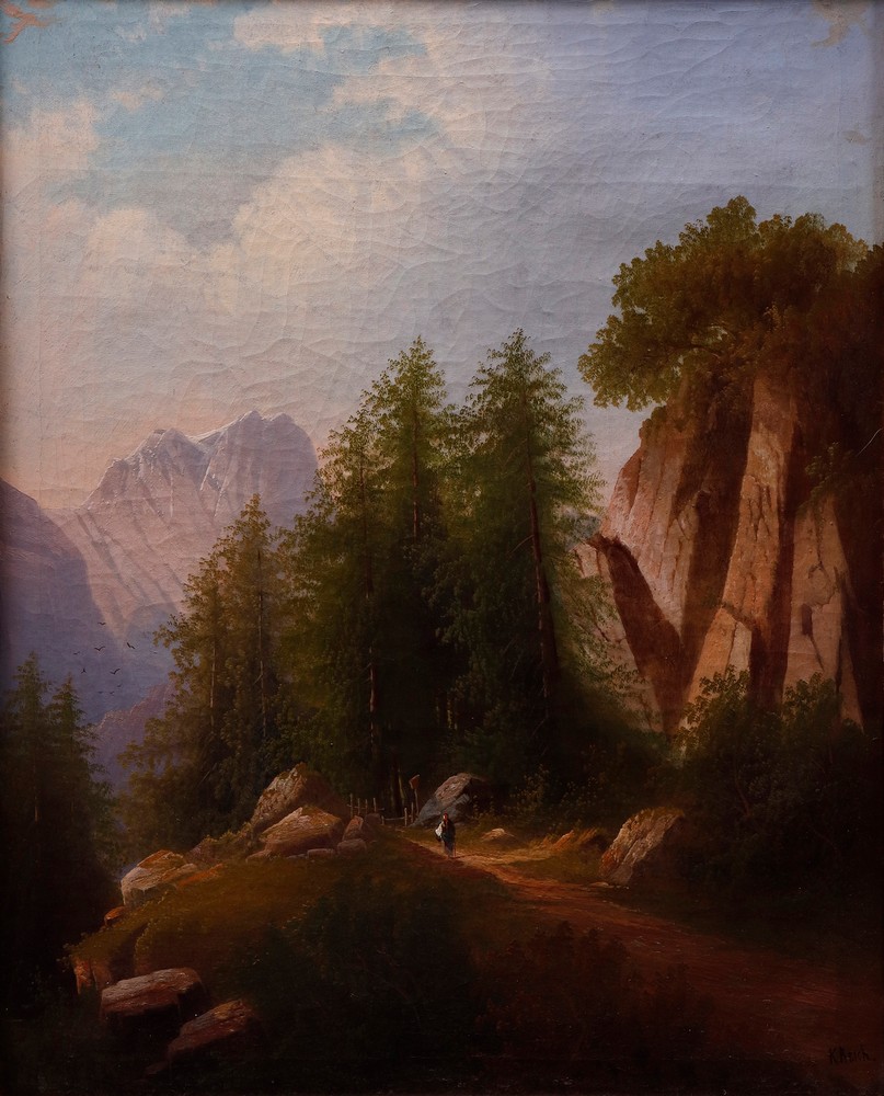 Mountain landscape with figures, 1st half 19th C. - Image 2 of 4