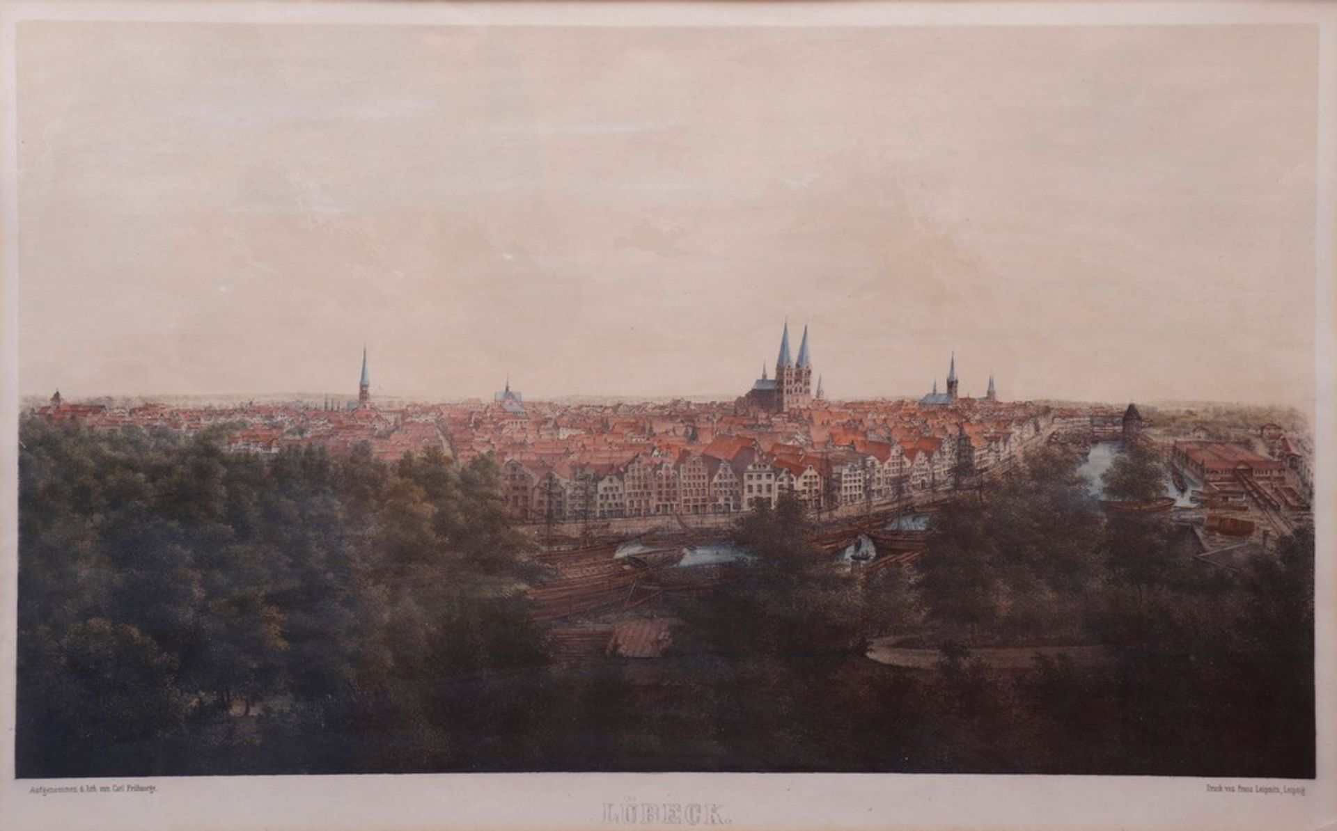 Stadtansicht von Lübeck, um 1860 - Bild 2 aus 3