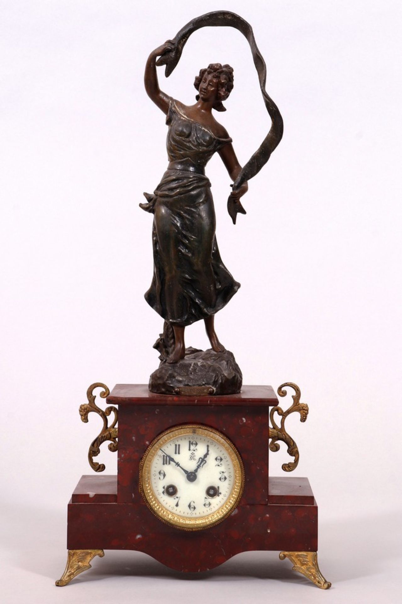 Art Nouveau clock, Georges Omerth (french scultor, activ late 19th./early 20th C.)/Japy Freres, Fra