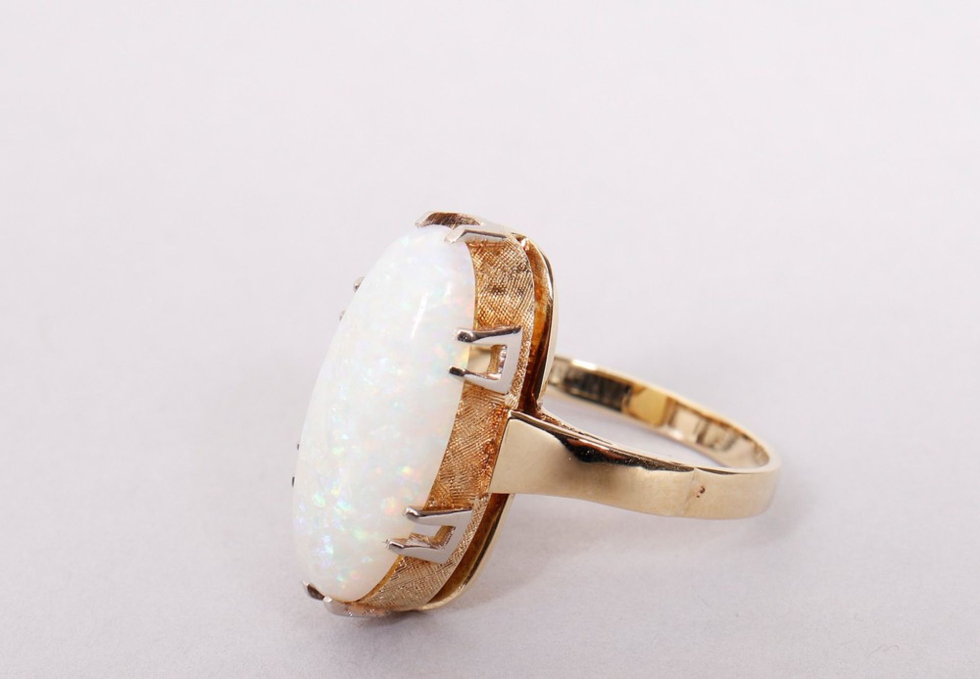 Opal ring, 585 gold, probably German, 1950s - Image 4 of 7