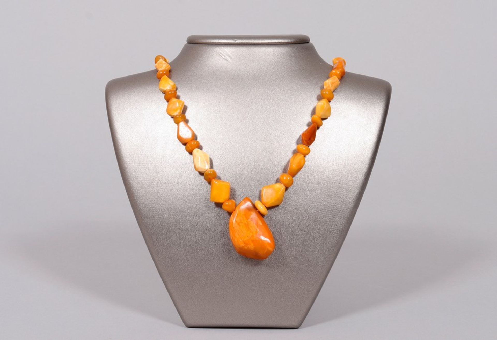 Necklace, butterscotch amber