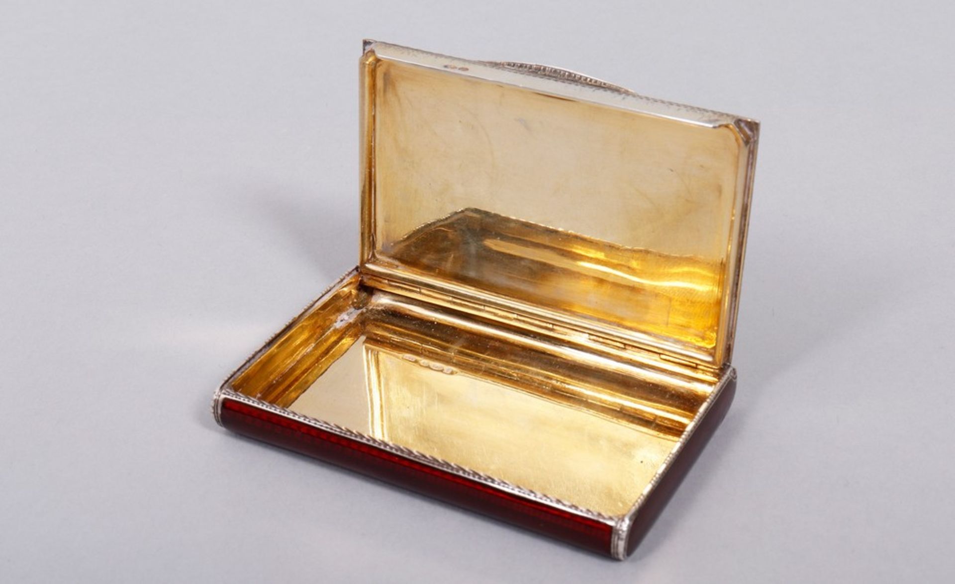 Business card case, 925 silver, red enamelled/gilt, probably France, 20th C. - Image 3 of 7