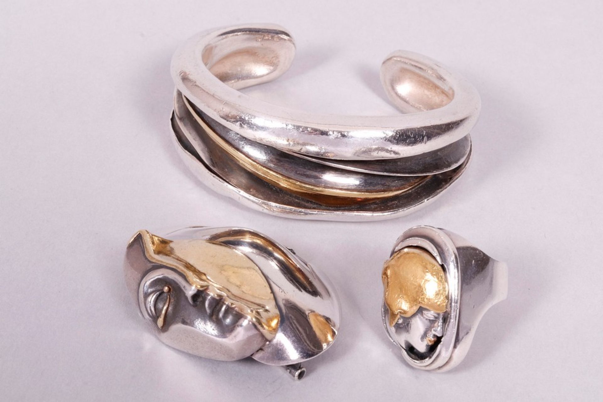 Jewelry set, 925 silver/750 GG, Juwelier Sack, Lübeck, 3 pcs. - Image 2 of 6