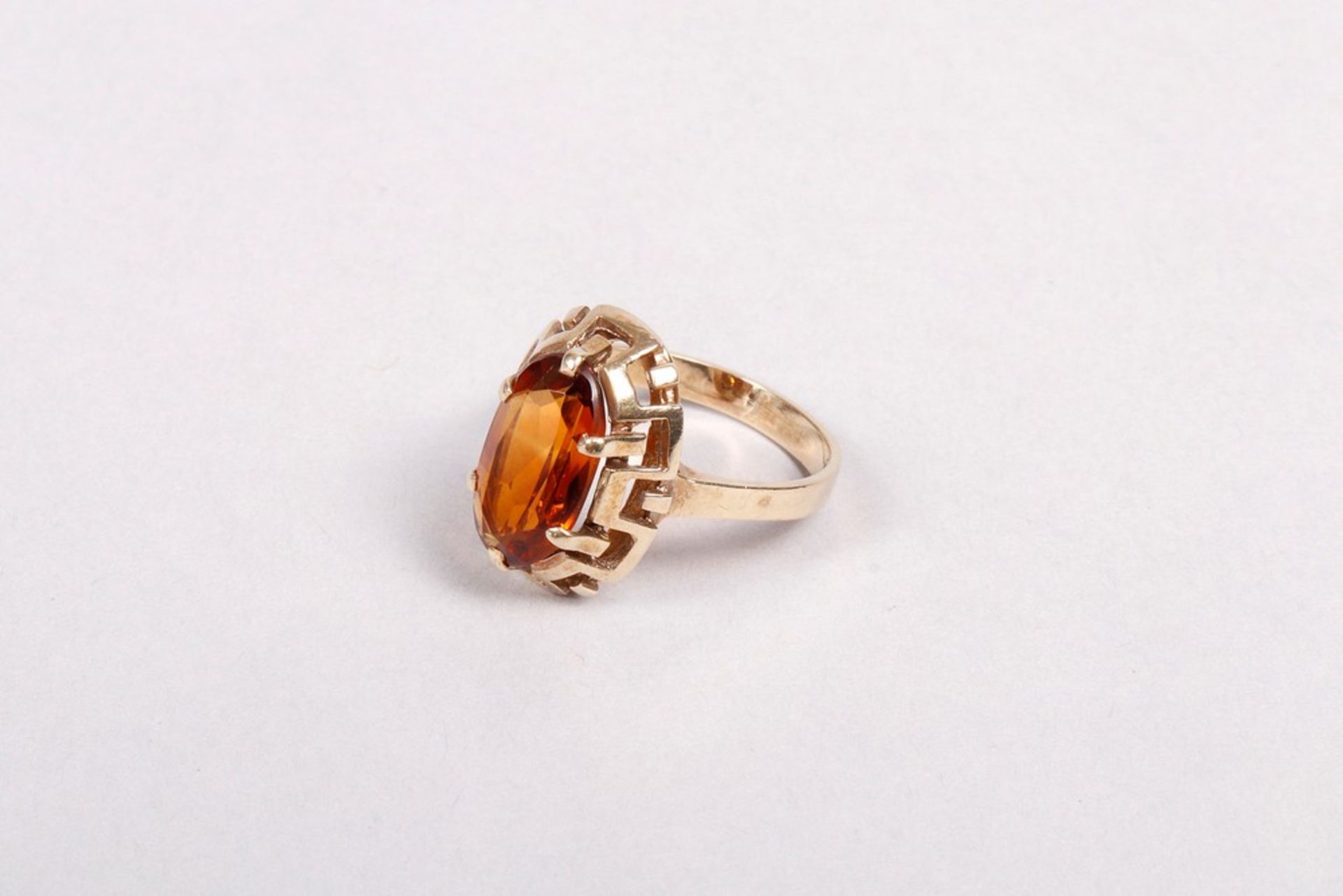 Ring with honey yellow citrine, 333 GG - Image 3 of 5