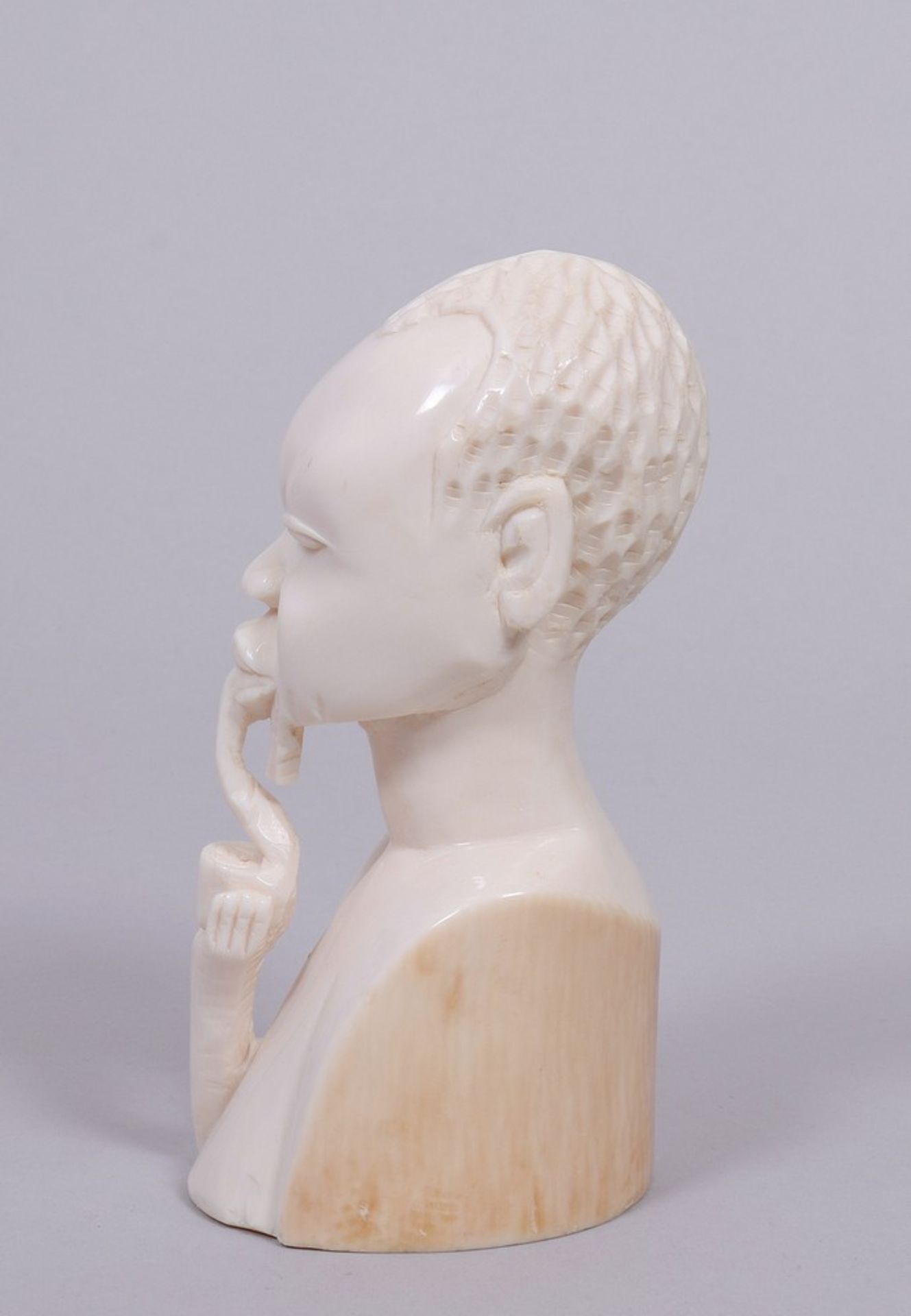 Male bust, Africa, 20th C., carved ivory - Image 2 of 6