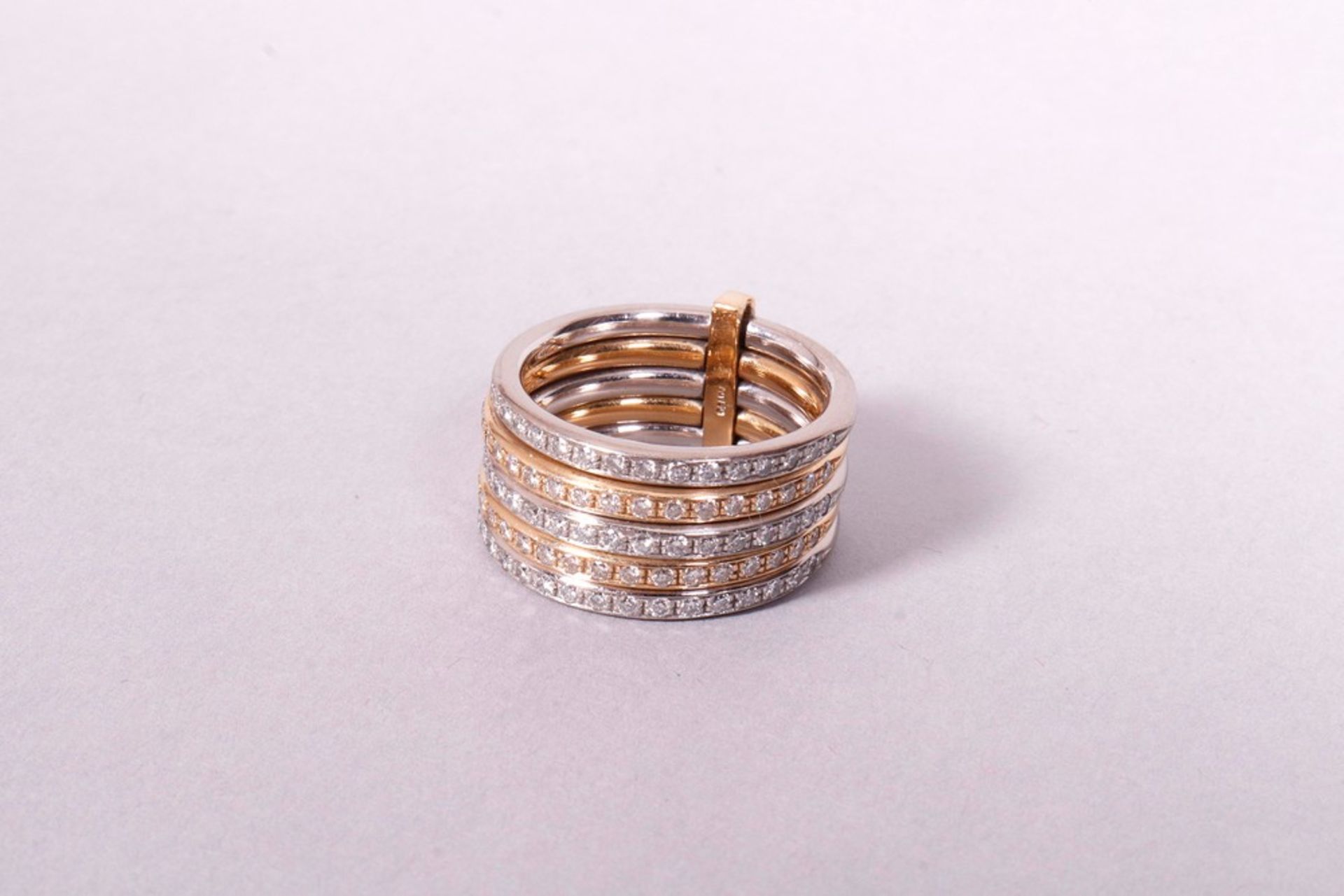 Ring composed of 5 band rings, 750 gold/red gold, manufacturer Krieger - Image 2 of 3