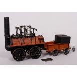 "Stephenson"-Lokomotive mit Tender, Maßstabsmodell, Precision Steam Models Ltd., England, um 1978