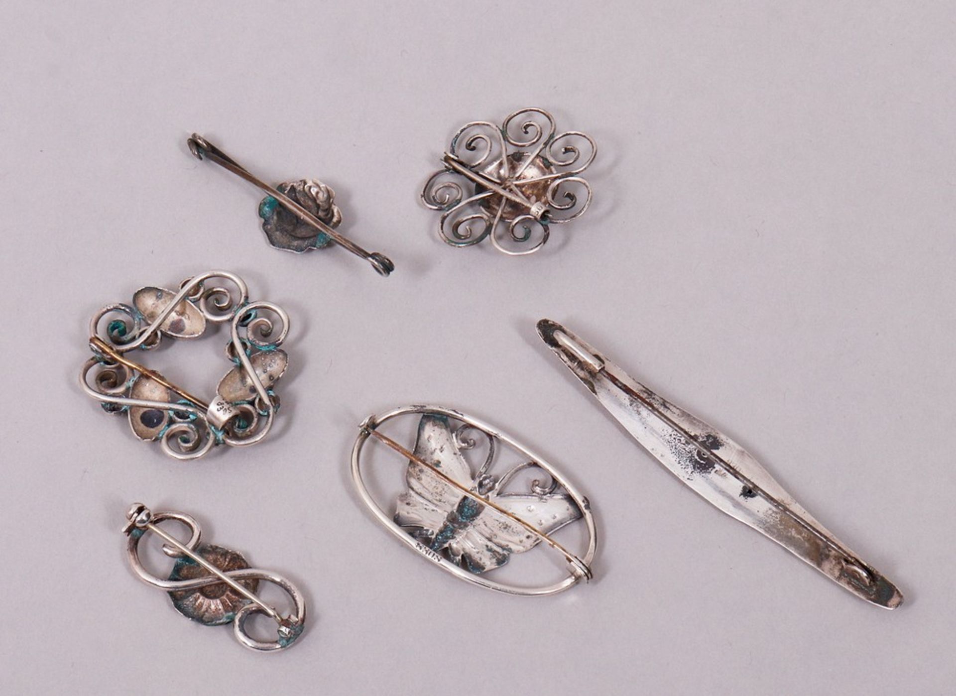 6 brooches, 830 silver, Denmark, 20th C. - Image 4 of 7