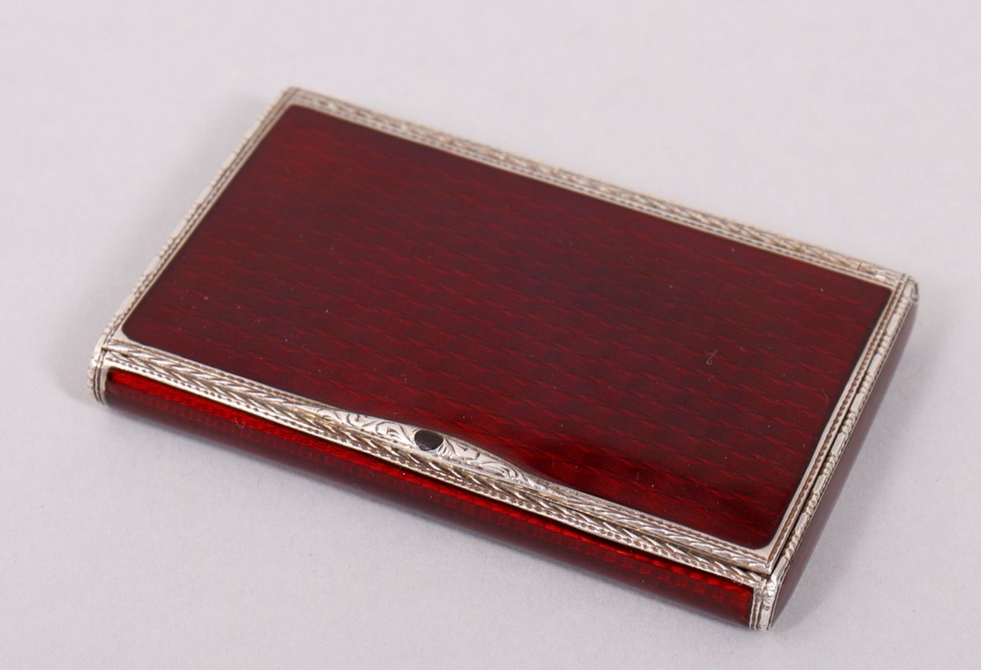 Business card case, 925 silver, red enamelled/gilt, probably France, 20th C.