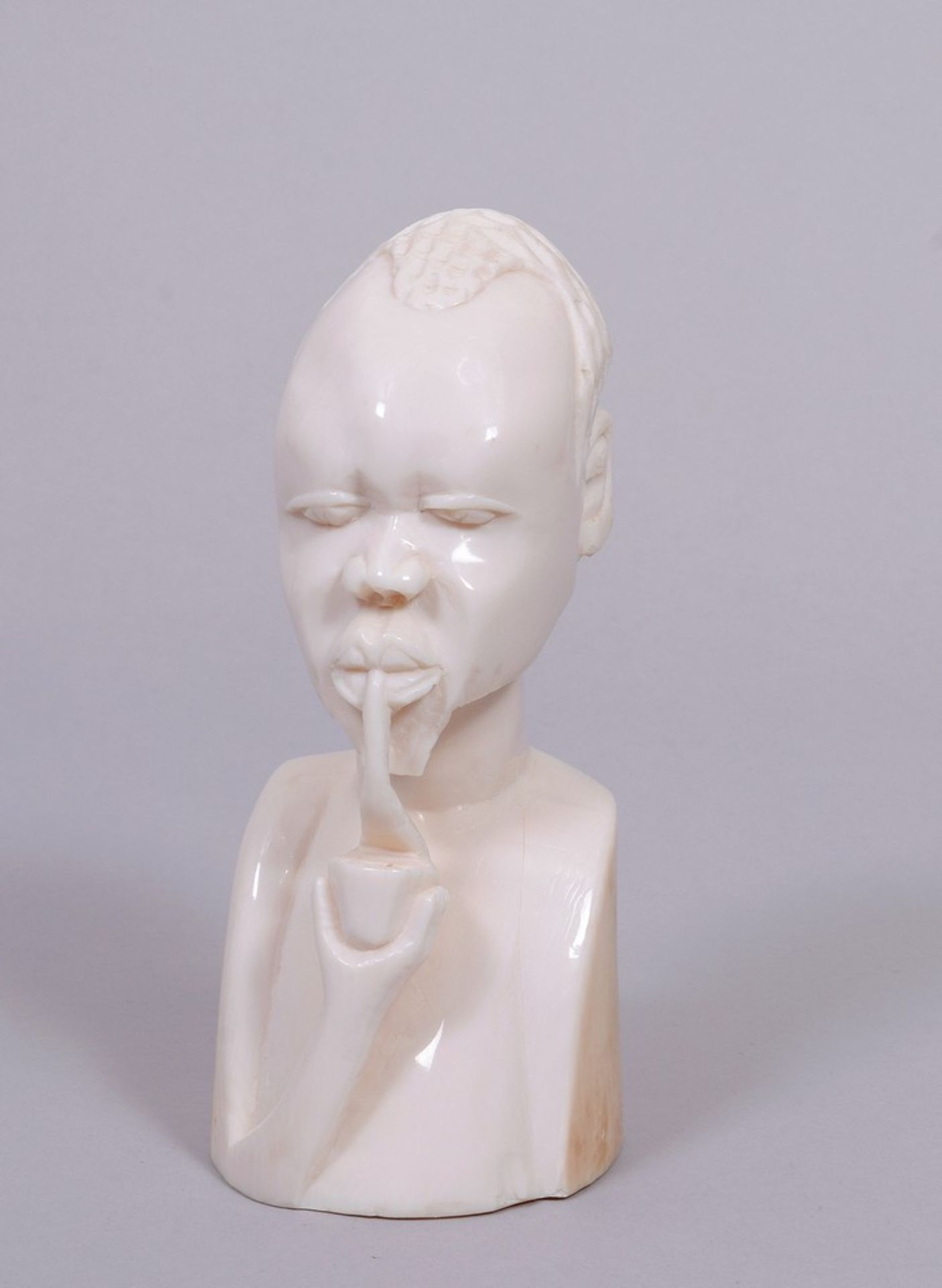 Male bust, Africa, 20th C., carved ivory