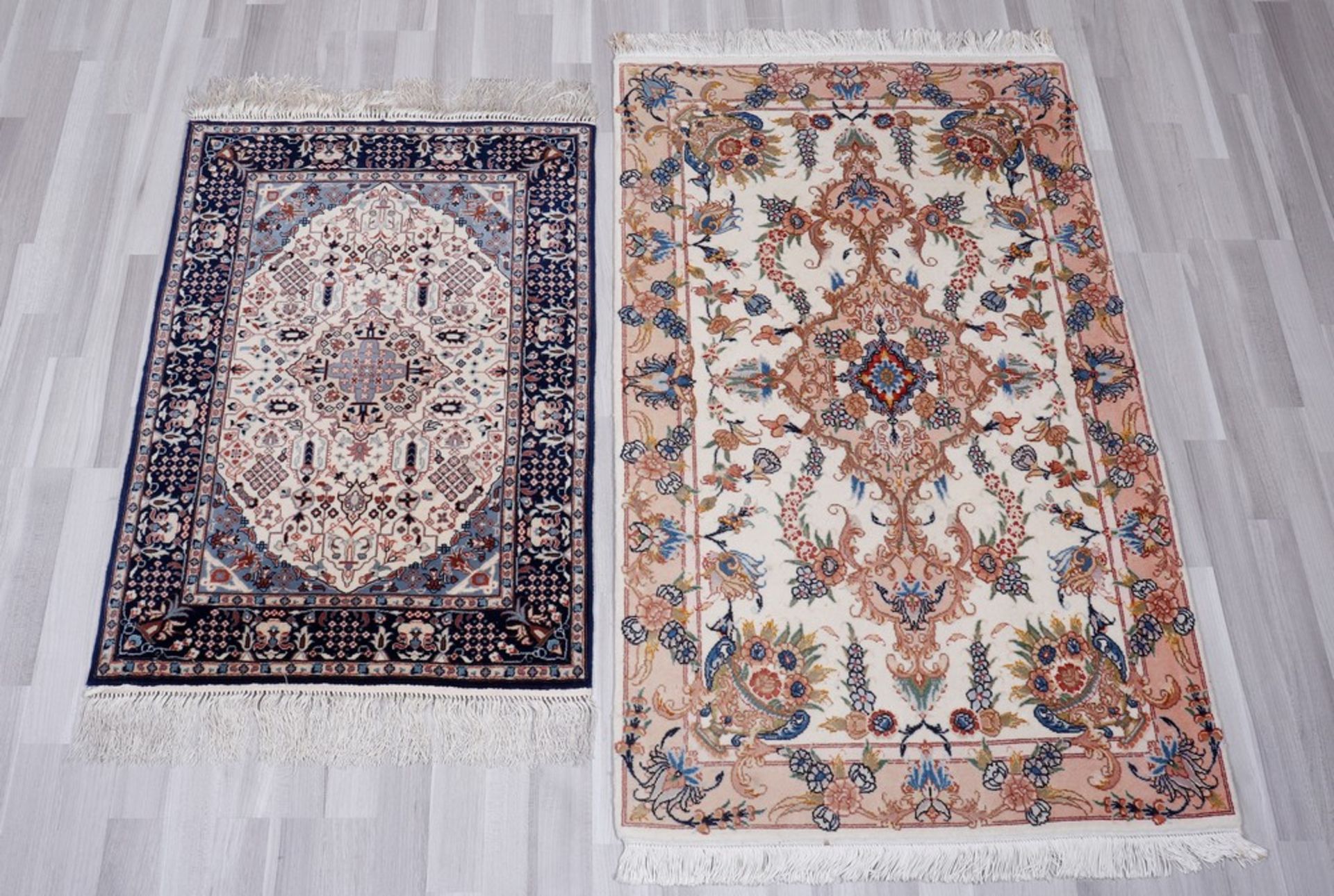 2 small carpets, Isfahan and Tabriz, Persia