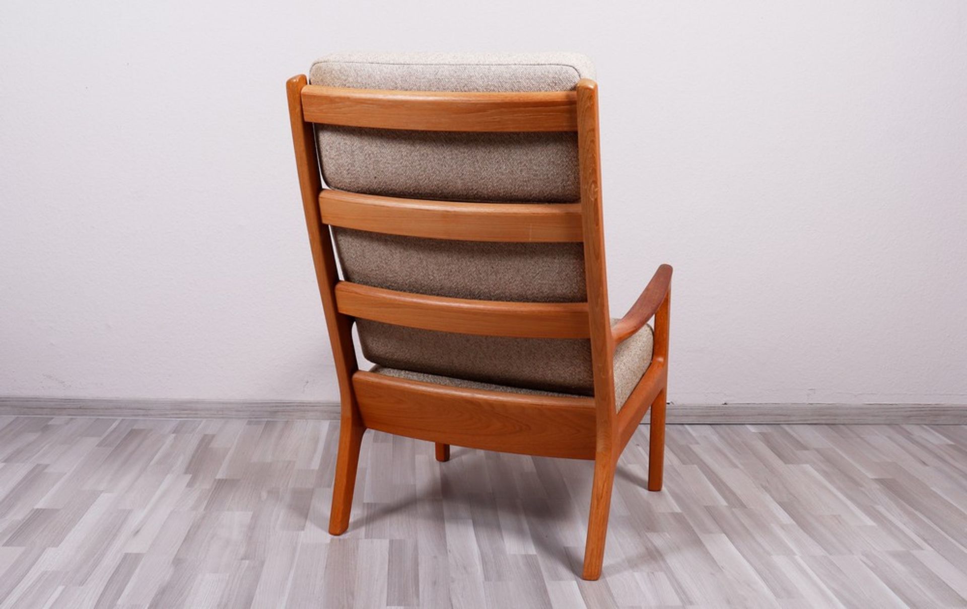 2 high-back armchairs with 1 ottoman, design Ole Wanscher for poul Jeppesen, Denmark, 1970s - Image 3 of 4