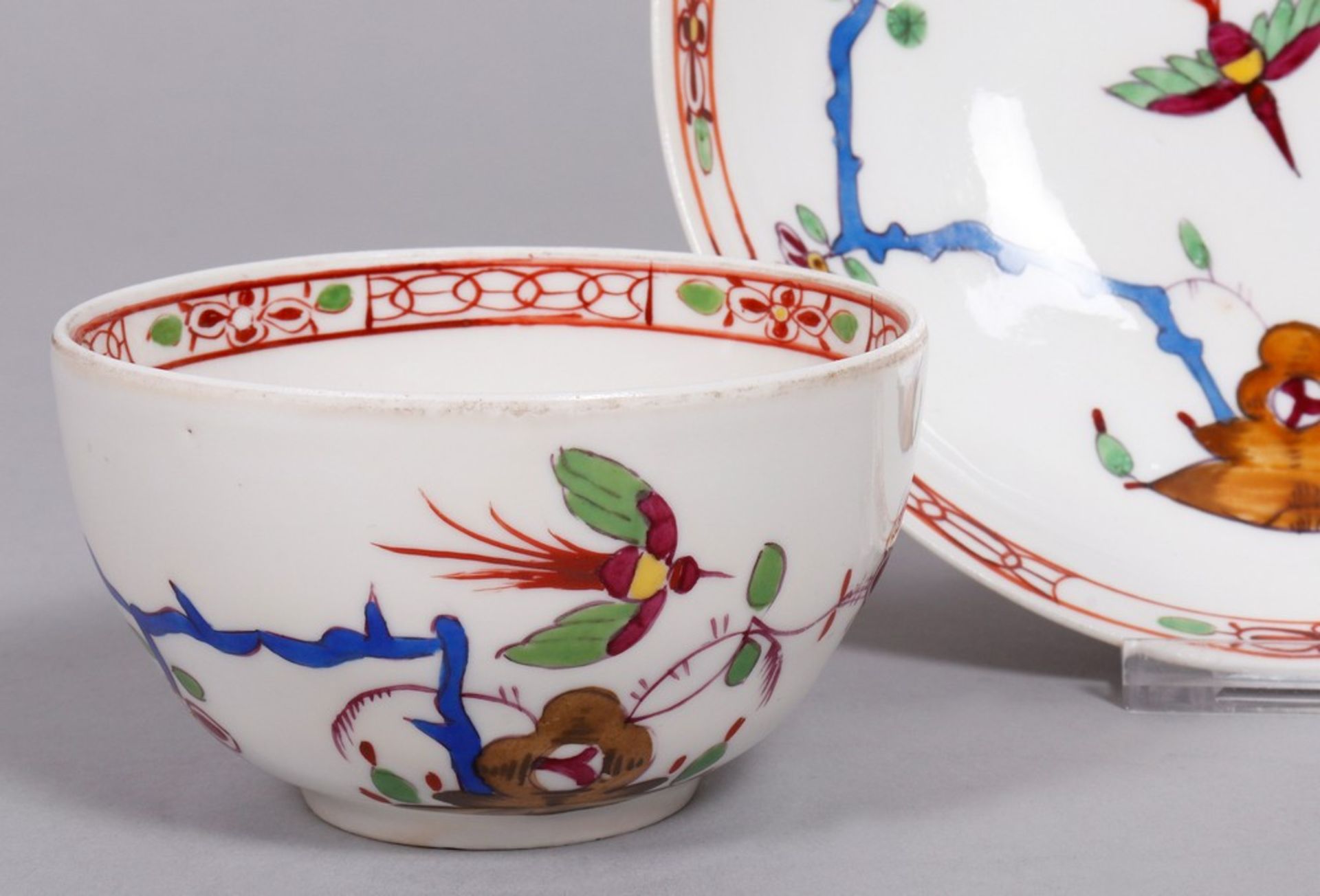 Cup and saucer, Meissen, decor "Fels und Vogel", Marcolini period (c. 1800) - Image 3 of 4