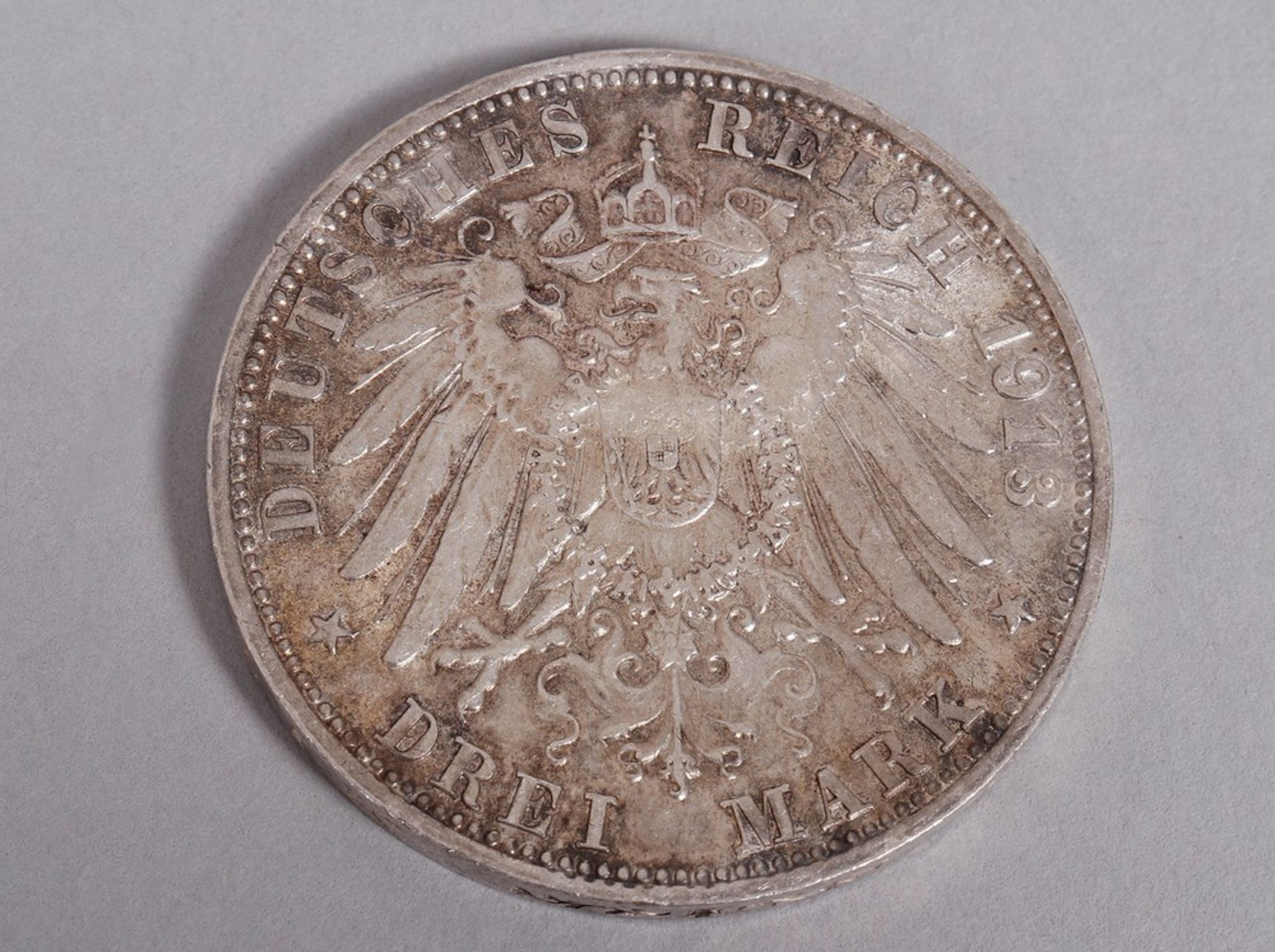 Bavaria, 3 marks, Otto von Bayern, 1913 D, SS-VZ, silver - Image 2 of 2