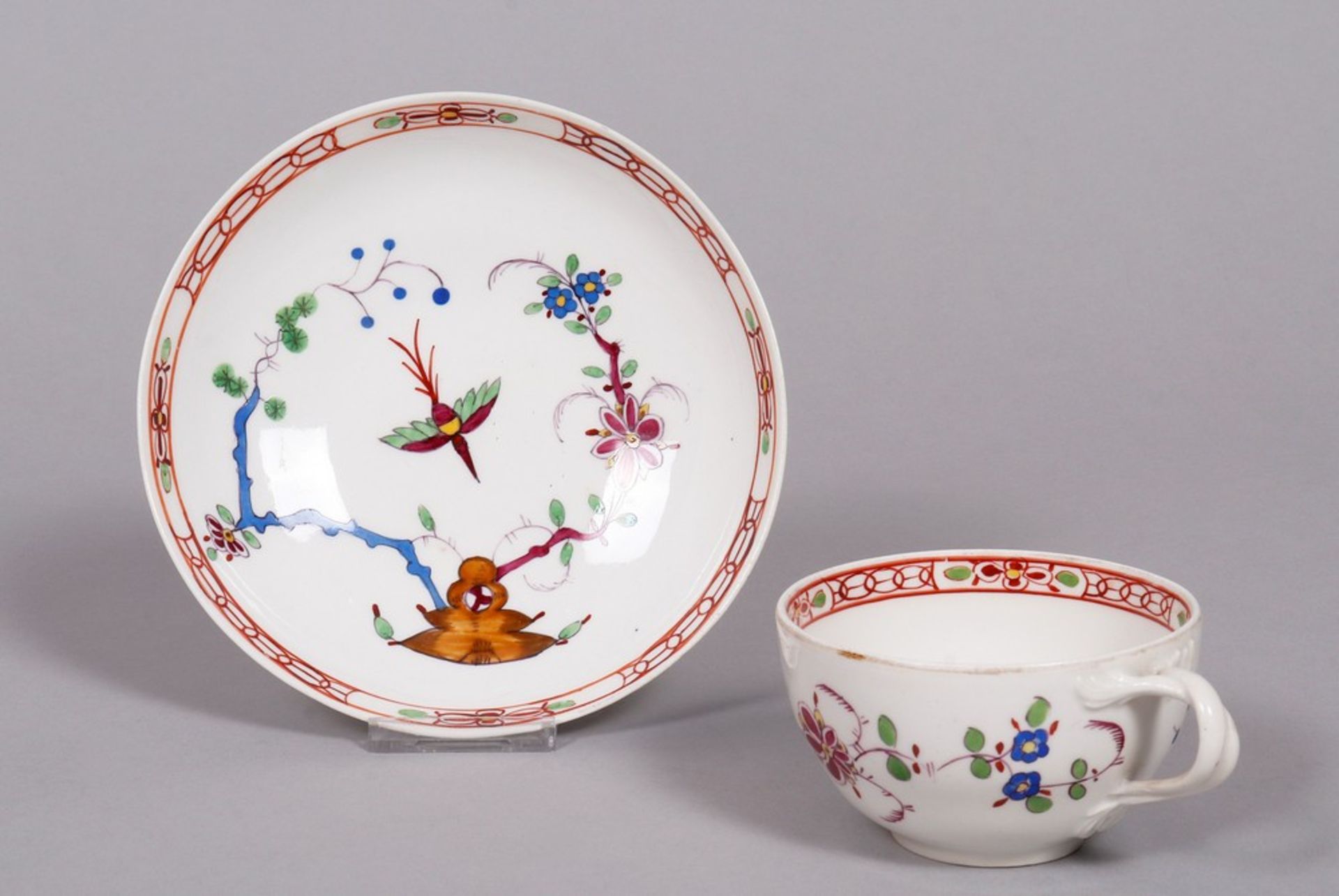 Cup and saucer, Meissen, decor "Fels und Vogel", Marcolini period (c. 1800) - Image 2 of 4
