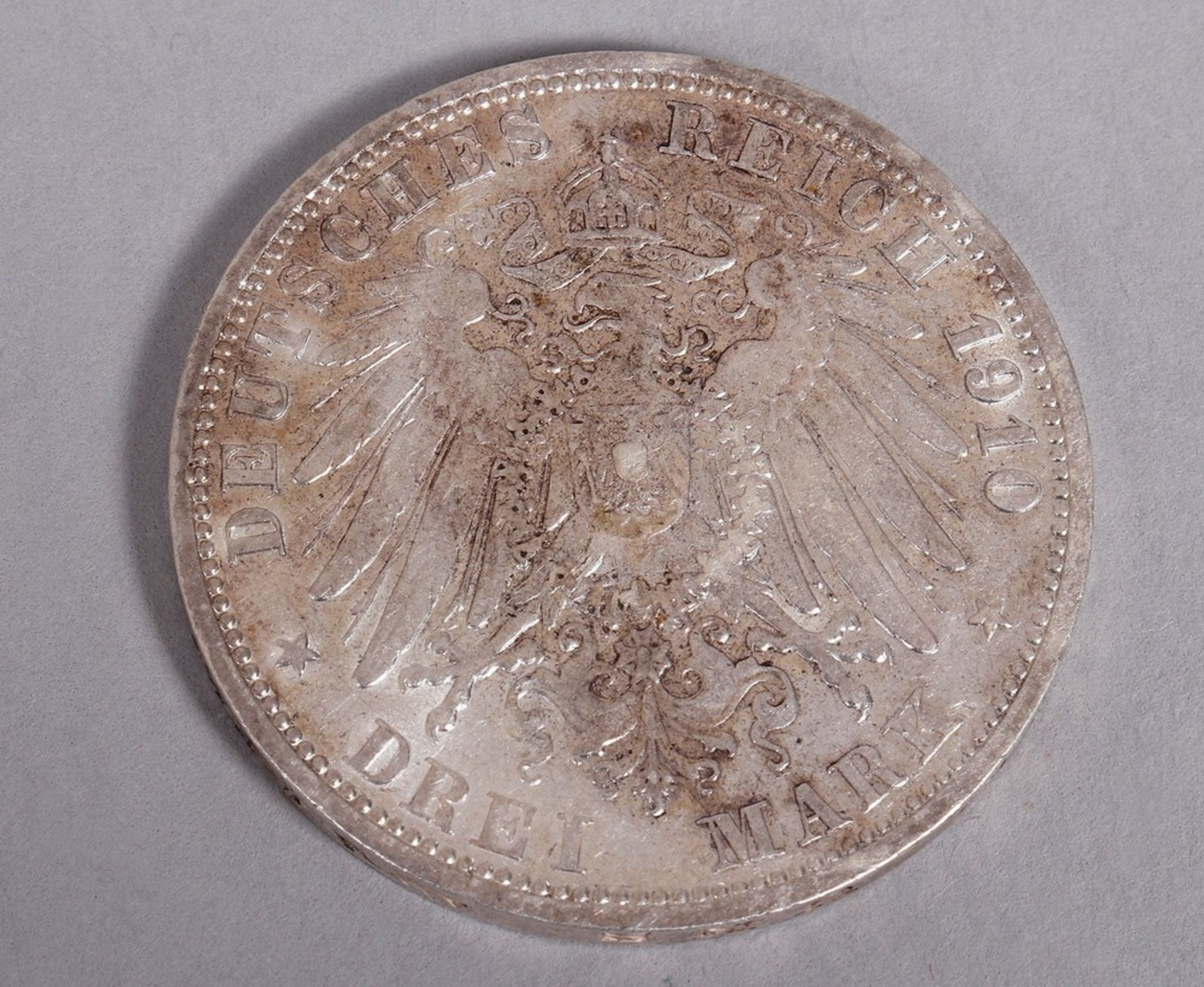 Preussen, 3 Mark, 1910 A, VZ, Silber - Bild 2 aus 2