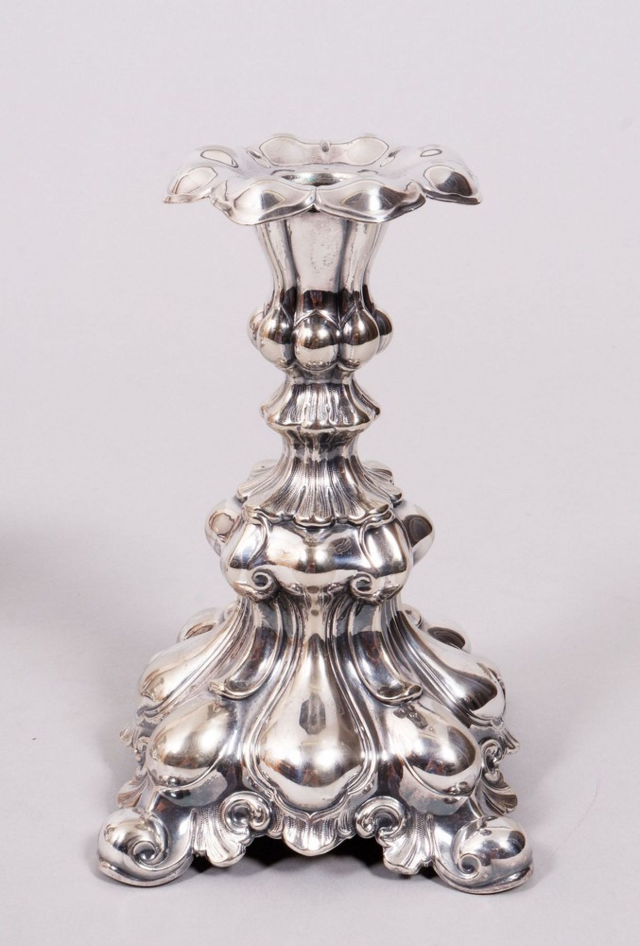 Pair of candlesticks, metal, C.G. Hallberg, Stockholm, c. 1900 - Image 3 of 5