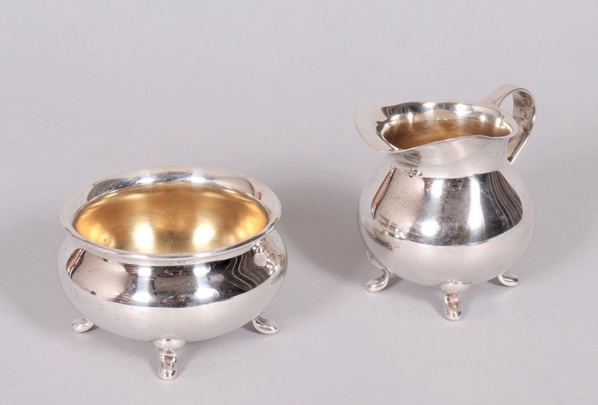 Sugar/cream set on stand, 835 silver, M.H. Wilkens & Sons, 20th C., 3 pcs. - Image 3 of 5