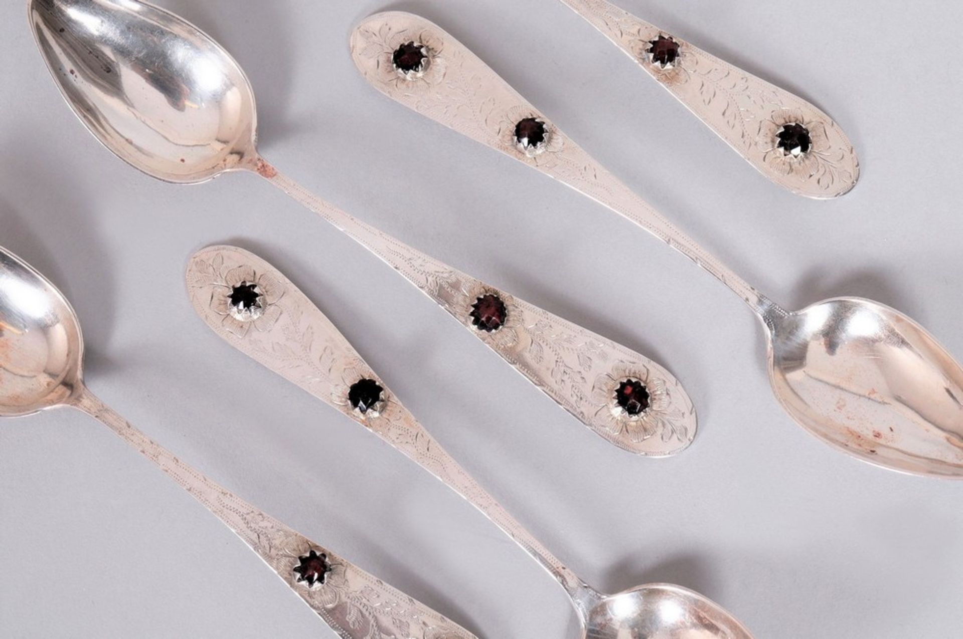 5 Biedermeier coffee spoons, so-called "Friesenlöffel", silver, Peter Friedrich Bartels (ca. 1800 - - Image 3 of 6