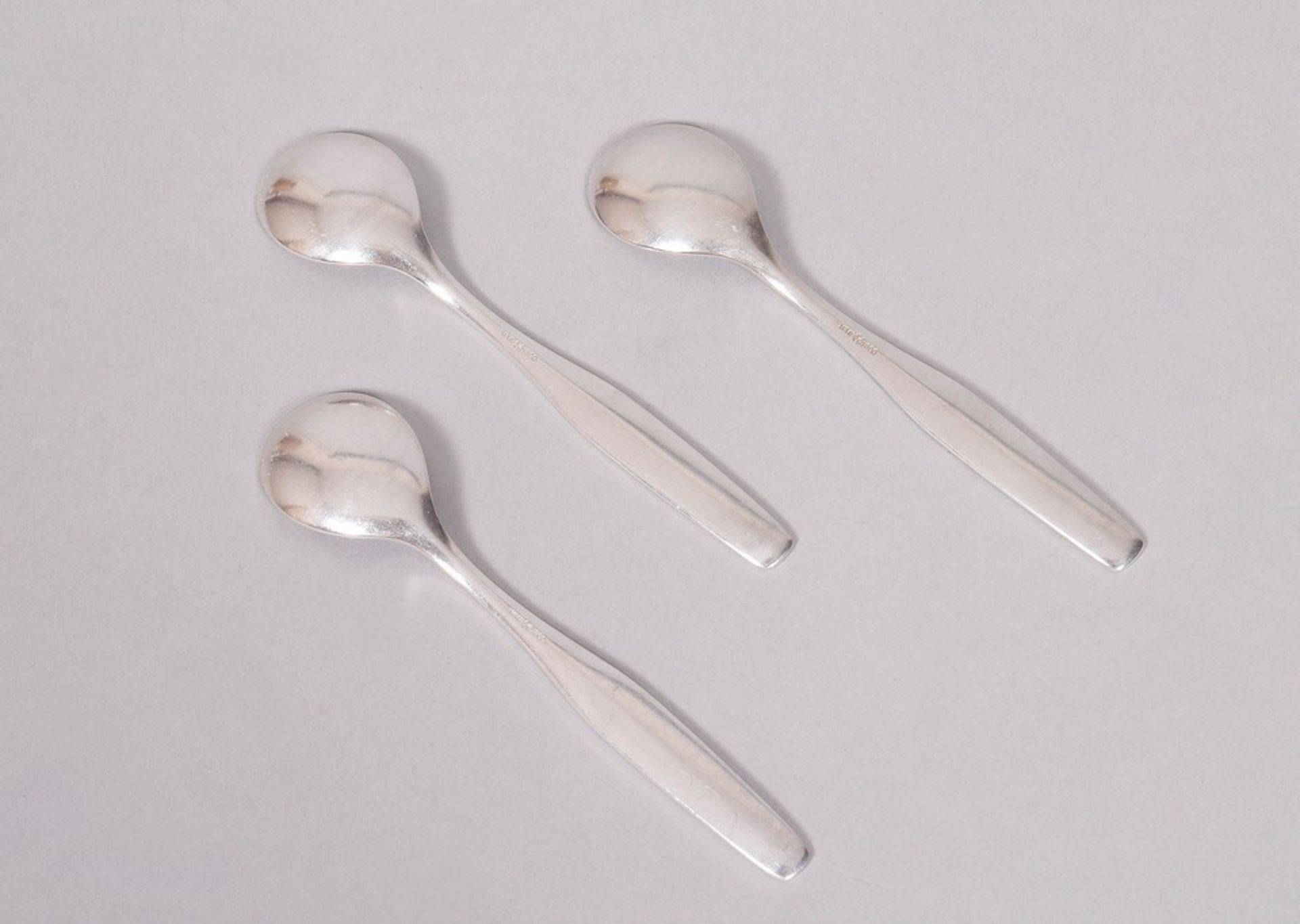 8 mocha spoons, 800 silver, design Wilhelm Wagenfeld (1950/51) for WMF, mid-20th C. - Image 3 of 4