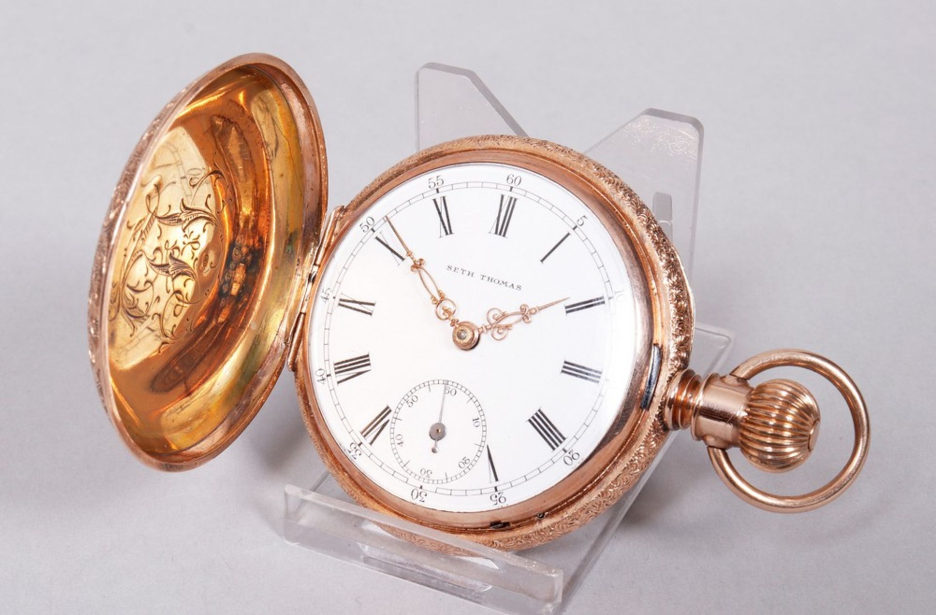 Very rare American pocket watch from 1894, Seth Thomas, Thomaston, Conn., made of 585 gold