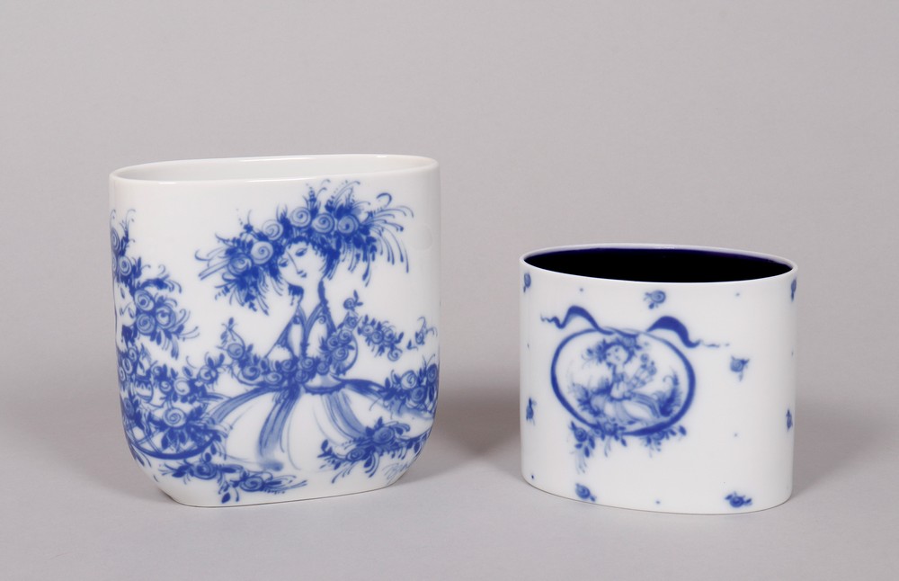 2 vases, Björn Wiinblad for Rosenthal, 2nd half 20th C.