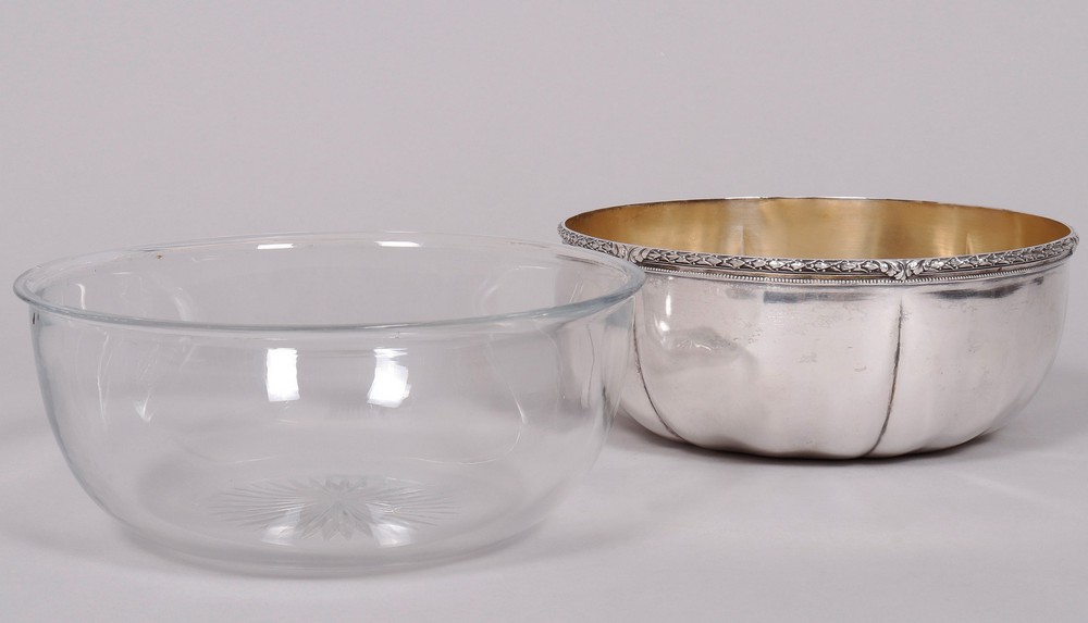 Bowl, 800 silver/glass, German, early 20th C. - Image 3 of 5