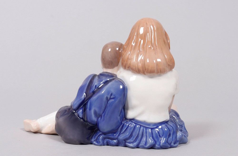 Girl reading with boy, design John Galster for Royal Copenhagen, Denmark, 1975-79 - Image 3 of 7