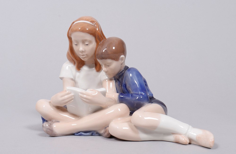 Girl reading with boy, design John Galster for Royal Copenhagen, Denmark, 1975-79