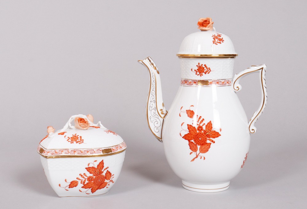 Mixed lot of porcelain, Herend, Hungary, 20th C., decor "Apponyi orange", 3 pcs. - Image 2 of 5